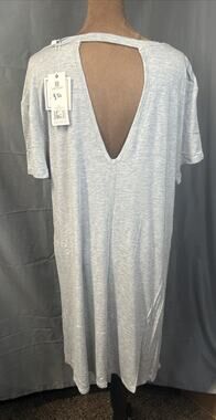 NWT Mary Square Bamboo Dress L Gray Premium Soft Lounge Open Back Tee Dress